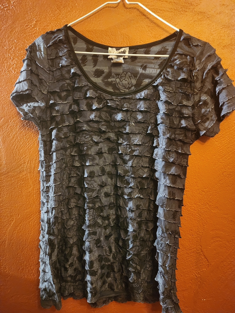 Lavish Black Ruffled Short-Sleeve Tee
